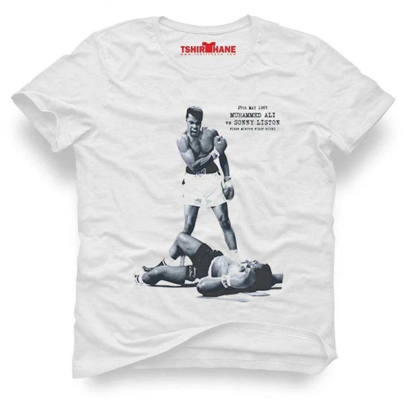 Tshirthane M.Ali Muhammed Ali Boksör Box Baskılı Erkek Dar Kesim Slim Fit t-shirt ürün görseli 1