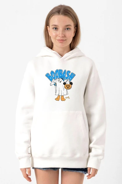 Donal Boobash Halloween Beyaz Kadın 3ip Kapşonlu Sweatshirt ürün görseli 1