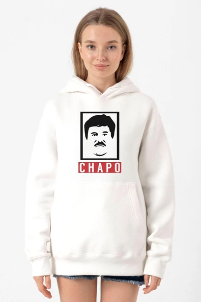 El Chapo Gangster Swagger Beyaz Kadın 3ip Kapşonlu Sweatshirt ürün görseli 1