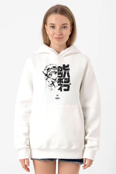 Cowboy Bebop Vintage Ein and Ed Beyaz Kadın 3ip Kapşonlu Sweatshirt ürün görseli 1