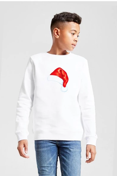 Watercolor Christmas Hat Beyaz Çocuk 2ip Sweatshirt ürün görseli 1