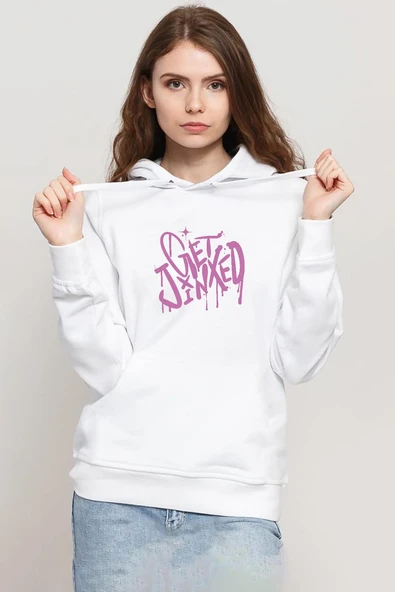 Arcane Get Jinxed Beyaz Kadın 3ip Kapşonlu Sweatshirt ürün görseli 1
