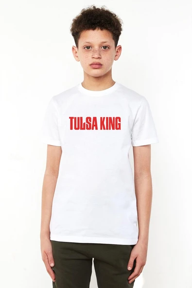Tulsa King Lettern Beyaz Çocuk Bisikletyaka Tshirt ürün görseli 1