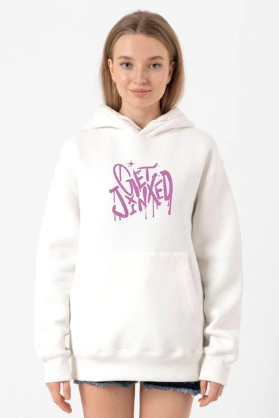 Arcane Get Jinxed Beyaz Kadın 3ip Kapşonlu Sweatshirt ürün görseli 1