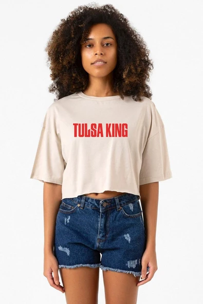 Tulsa King Lettern Bej Kadın Crop Tshirt ürün görseli 1