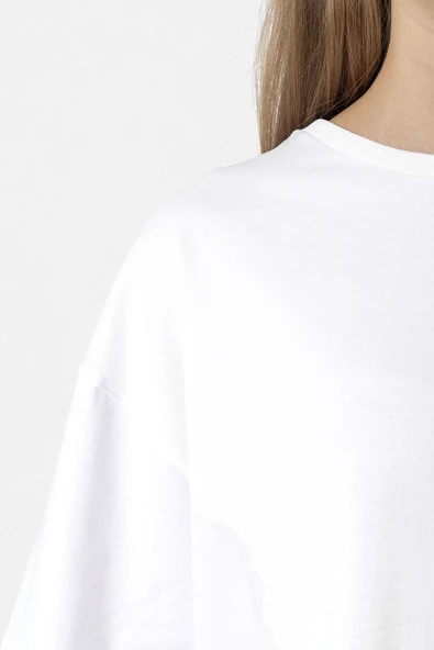 Rolling Quartz Fearless Beyaz Kadın Crop Tshirt - Resim 4