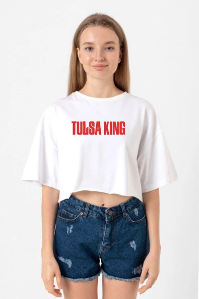 Tulsa King Lettern Beyaz Kadın Crop Tshirt ürün görseli 1
