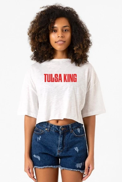 Tulsa King Lettern Beyaz Kırçıllı Kadın Crop Tshirt ürün görseli 1