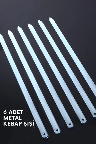 6 Adet Profosyonel Paslanmaz Metal Kıyma Şiş (Adana-Urfa-Antep Kebap Şişi) ürün görseli 1