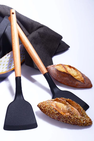 Bambu Saplı Silikon Spatula Siyah 1 Adet ürün görseli 1