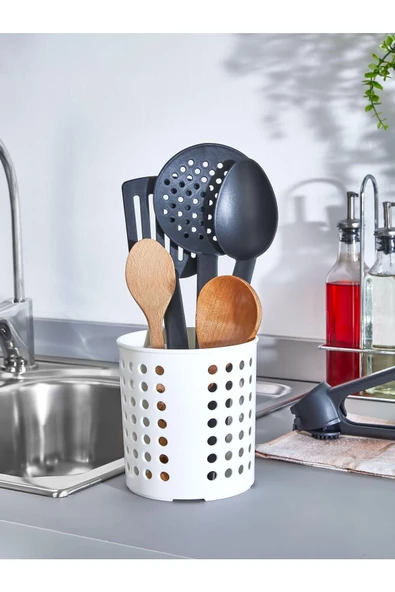 Plastik Silindir Dik Kaşıklık & Tezgah Üstü Düzenleyici & Servis Standı ürün görseli 1