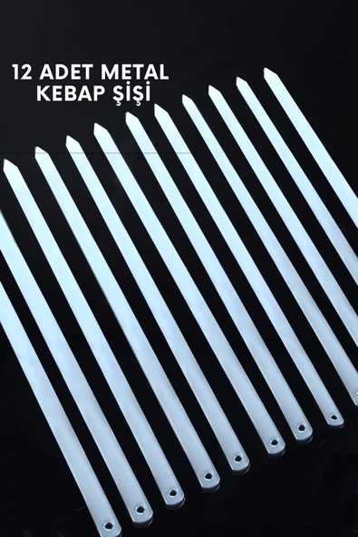 12 Adet Profesyonel Metal Kıyma Şiş (ADANA-URFA-ANTEP KEBAP ŞİŞİ) ürün görseli 1