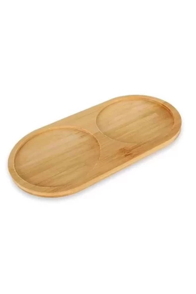 Bambu Doğal 2 Bölmeli Yağdanlık Altlığı 23x12 Cm ürün görseli 1