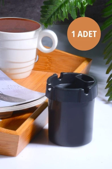 1 Adet Koku Yapmaz Çakmaklık Hazneli Siyah Plastik Küllük Oto Kül Tablası Kül Tabağı ürün görseli 1