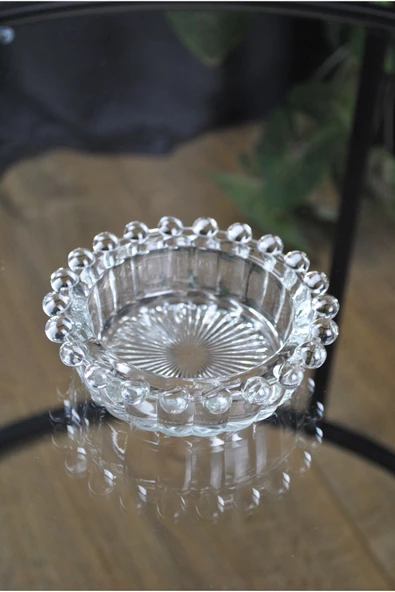 Bubbles Yuvarlak Cam Kristal Lüks Küllük - Kül Tablası - Yuvarlak Kül Tabağı 13 Cm ürün görseli 1