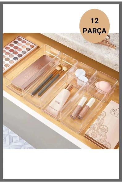 12 Parça Makyaj Takı Hobi Malzemesi Düzenleyici Organizer Kutu ürün görseli 1
