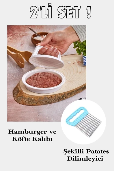 Hamburger ve Köfte Kalıbı Şekillendirici Pratik Köfte Yapma Aparatı Ve Şekilli Patates Dilimleyici ürün görseli 1