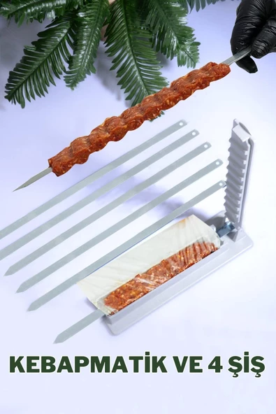 4 Adet Şiş HEDİYELİ Kebapmatik Adana Urfa Kebap Kalıbı Aparatı Pratik Hızlı Kebap Makinesi Kutusu ürün görseli 1