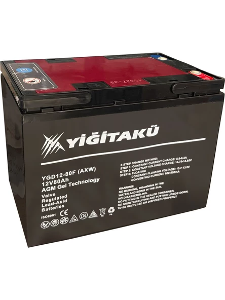 Yiğit Akü 12V 80AH Jel Elektrikli Bisiklet Aküsü ürün görseli 1