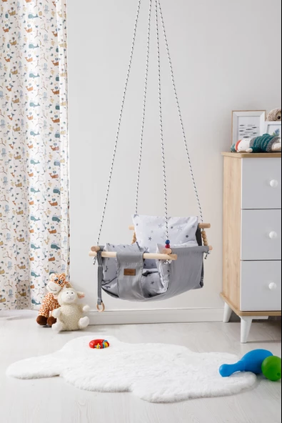 Babywho Bw2210 - Ahşap Çocuk Salıncak - Emniyet Kemerli - Ev Salıncağı ürün görseli 1