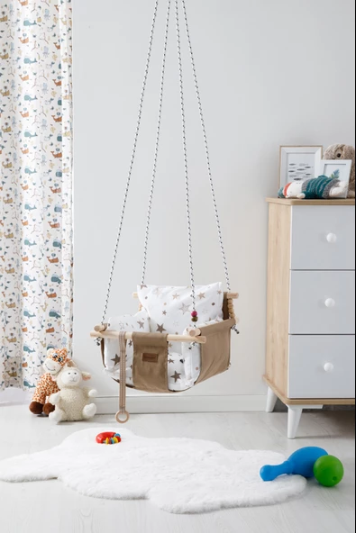 Babywho Bw2211 - Ahşap Çocuk Salıncak - Emniyet Kemerli - Ev Salıncağı ürün görseli 1