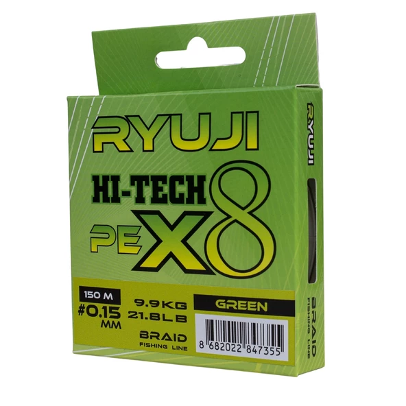Ryuji HI-Tech PE 8B Green 150m İp Misina Kalınlık (mm) : 0,27mm ürün görseli 1
