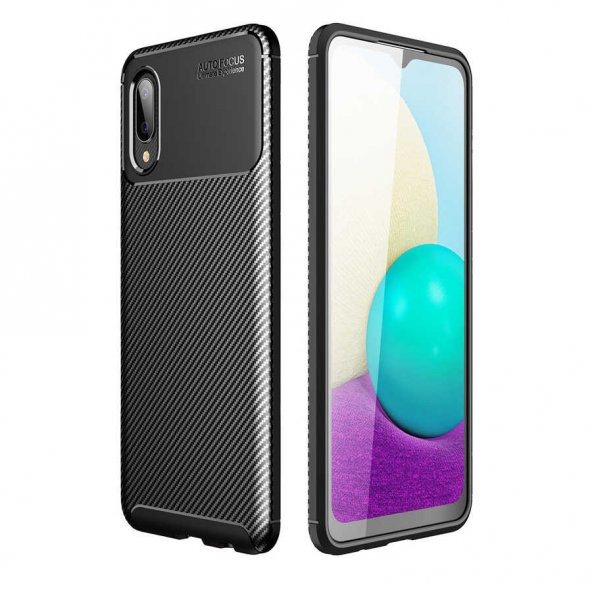 Galaxy A02 Kılıf Elden Kaymayan Kamera Korumalı Karbon Tasarım ürün görseli 1