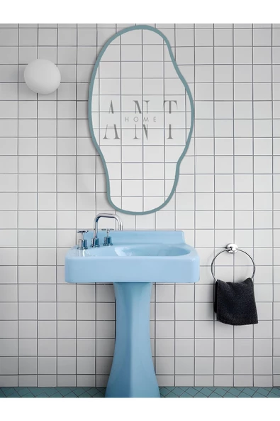 ant home Asimetrik 75x40 Cm Konsol Aynası, Dresuar Aynası, Tuvalet Aynası, Holl Aynası, Banyo Aynası Mavi ürün görseli 1