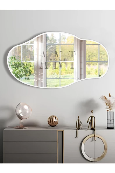 ant home Asimetrik Ayna, Konsol Aynası, Dresuar Aynası, Tuvalet Aynası, Şişecam Ayna 90x50cm ürün görseli 1