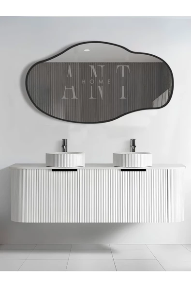 ant home Asimetrik Ayna, Konsol Aynası, Dresuar Aynası, Tuvalet Aynası, Şişecam Ayna 90x50cm ürün görseli 1