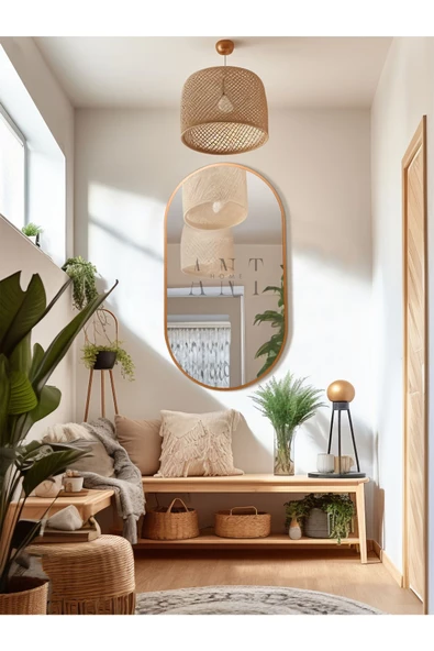 ant home Dekoratif Ayna Duvar Aynası Konsol Aynası Mdf Elips Ayna 90X50 CM ürün görseli 1