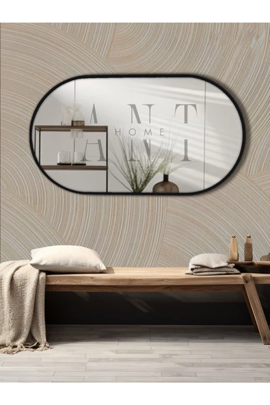 ant home Dekoratif Ayna Duvar Aynası Konsol Aynası Mdf Elips Ayna 90x50 Cm ürün görseli 1