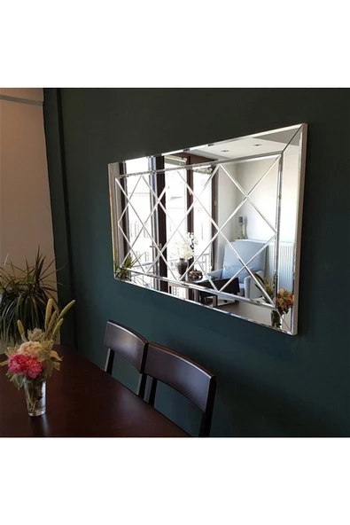 CG HOME Dekoratif Baklava Desenli Bizoteli Salon Ofis Konsol Aynası 120cm X 60cm ürün görseli 1