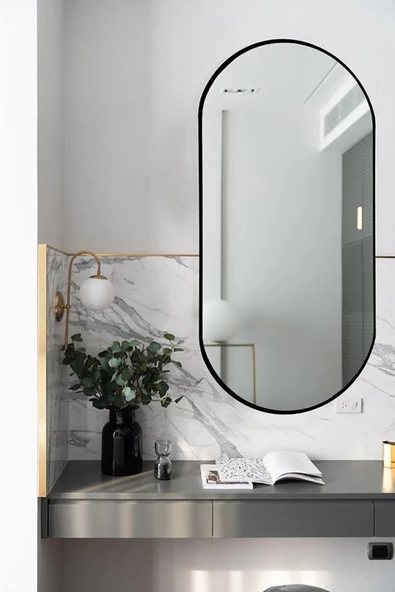 CG HOME Model Alfa Dekoratif Ayna Duvar Aynası Konsol Aynası Mdf 90cm X 50 Cm Elips Ayna ürün görseli 1