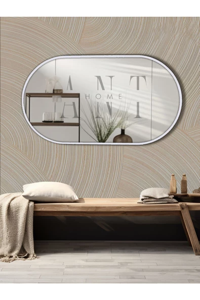 ant home Dekoratif Ayna Duvar Aynası Konsol Aynası Mdf Elips Ayna 90x50 Cm ürün görseli 1