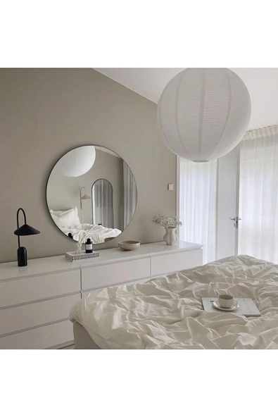 CG HOME 100cm Yuvarlak Ayna Dekoratif Ayna, Rodajlı Kaliteli Ayna ,gerçek Konsol, Hol, Deresuar Aynası. ürün görseli 1