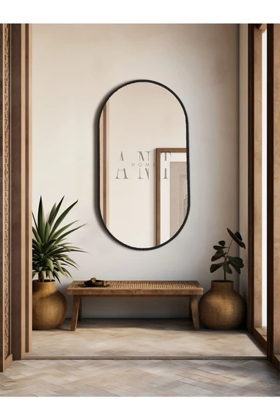 ant home Dekoratif Ayna, Duvar Aynası, Konsol Aynası, Mdf, Elips Ayna, Çerçeveli Ayna 80X40 CM ürün görseli 1