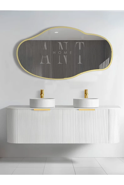 ant home Asimetrik Ayna, Konsol Aynası, Dresuar Aynası, Tuvalet Aynası, Şişecam Ayna 90x50cm ürün görseli 1