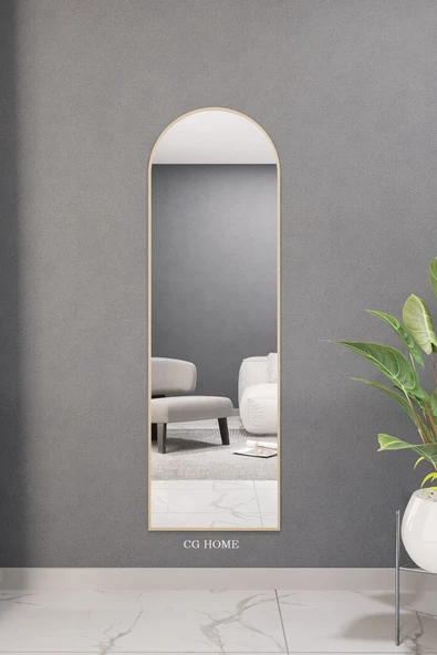 CG HOME Dekoratif Ayna Mdf Oval Boy Ayna Duvar Aynası 165x45 Gold ürün görseli 1