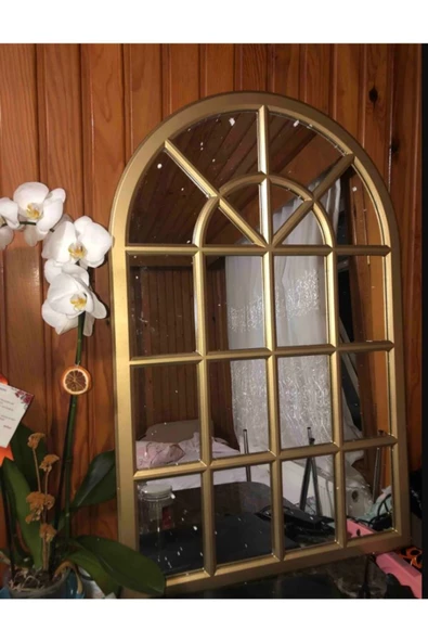 CG HOME Pencere Model Ayna Duvar Aynası Salon Aynası Dressuar Aynası Gold ürün görseli 1