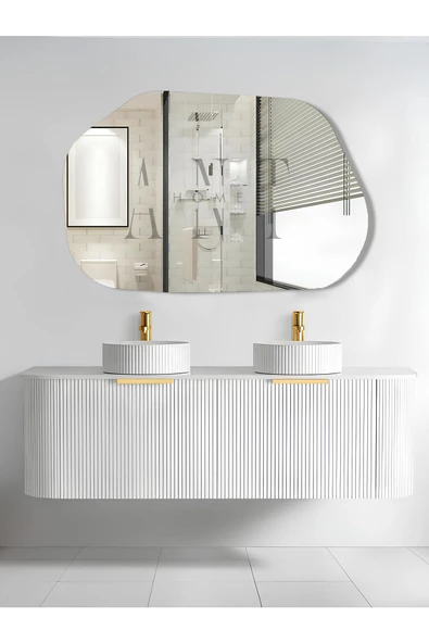 ant home Asimetrik Ayna Dekoratif Ayna 85x55 Konsol Aynası, Dresuar Aynası, Tuvalet Aynası ürün görseli 1