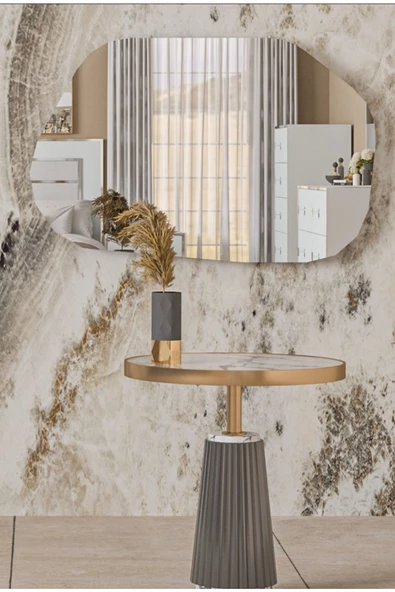 CG HOME Asimetrik Ayna, Dekoratif Ayna, 85X55 Konsol Aynası, Dresuar Aynası, Tuvalet Aynası. ürün görseli 1
