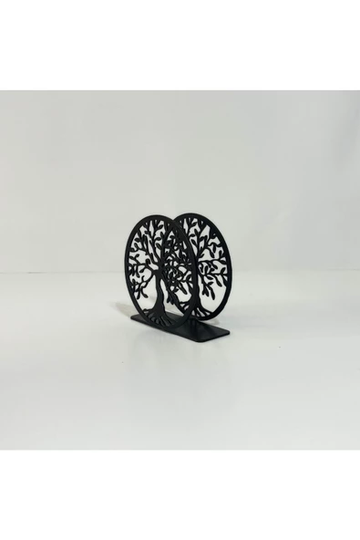 HERO DİZAYN Hayat Ağacı Desenli Siyah Metal Peçetelik ürün görseli 1