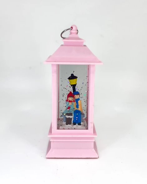 Romantik Kış Masalı Işıklı Kar Küresi - Sevgililer Pembe ürün görseli 1