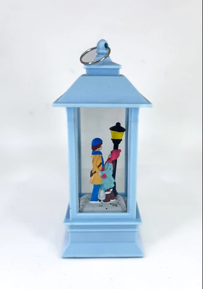 Romantik Kış Masalı Işıklı Kar Küresi - Sevgililer Mavi ürün görseli 1