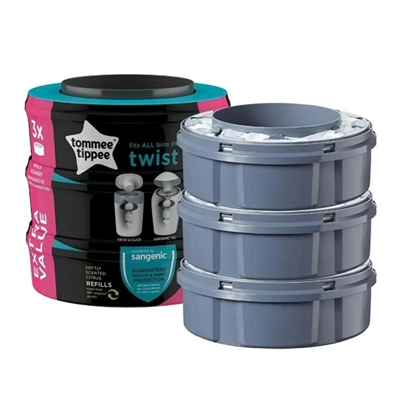 Tommee Tippee Twist & Click Çöp Poşeti Yedek Kartuş (3 Lü Set) ürün görseli 1
