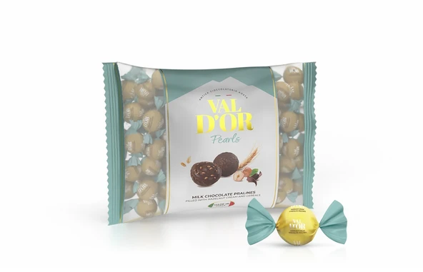 Val D’or Tahıl Patlaklı Fındıklı Krema Dolgulu Yuvarlak Çikolata 1000 Gr. (1 Yeşil Poşet) ürün görseli 1