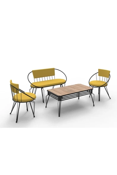 AVVİO 4 Kişilik Oturma Grubu Bahçe Balkon Teras Çay Seti 3'lü ürün görseli 1