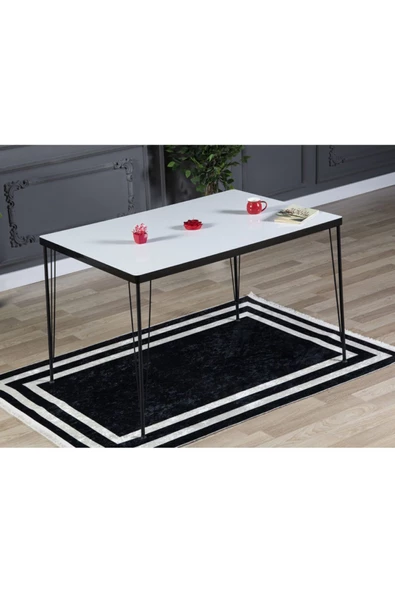 AVVİO Beren Yemek Masası Takımı-mutfak Masası Takımı-beyaz 80x120 Oval Kenar ürün görseli 1