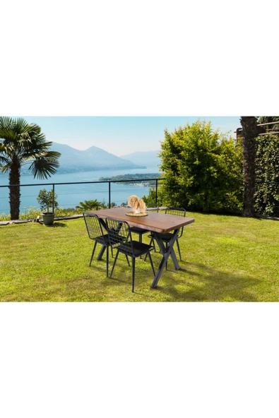 AVVİO 4 Kişilik Kütük Balkon Masası Takımı ürün görseli 1